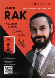 Plakat : Radek Rak : Spotkanie z laureatem nagrody Nike, 17.06.2024
