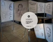 Szymon Wasielak : wystawa karykatur autor&oacute;w spotkań w bibliotece, czerwiec 2025