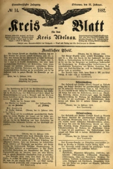 Kreis-Blatt fuer den Kreis Adelnau 1882.02.16 nr14