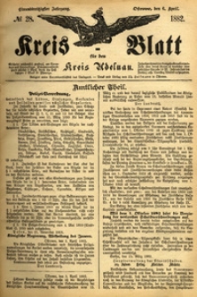 Kreis-Blatt fuer den Kreis Adelnau 1882.04.06 nr28