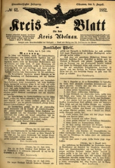 Kreis-Blatt fuer den Kreis Adelnau 1882.08.03 nr62