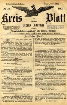 Kreis-Blatt fuer den Kreis Adelnau 1883.03.08 nr20