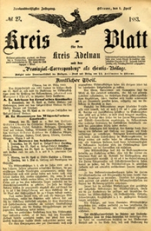 Kreis-Blatt fuer den Kreis Adelnau 1883.04.01 nr27