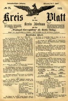 Kreis-Blatt fuer den Kreis Adelnau 1883.04.05 nr28