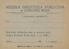 Miejska Biblioteka Publiczna w Ostrowie Wlkp. zaprasza uprzejmie na ..., 1960